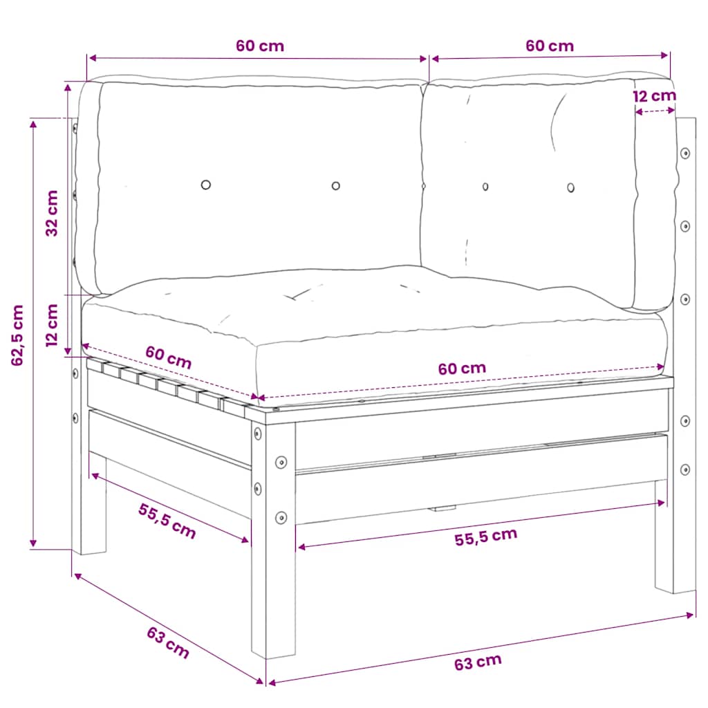 vidaXL Canapé d'angle de jardin avec coussins, bois de pin imprégné