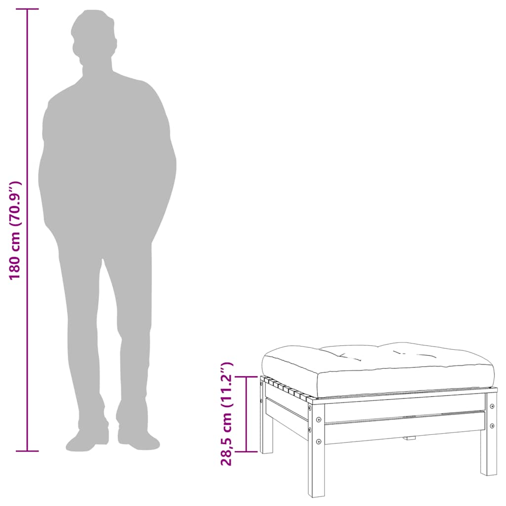 vidaXL Tabourets de jardin avec coussins 2 pcs Marron ciré Bois de pin massif