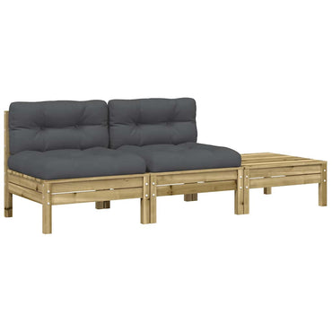 vidaXL Canapé de jardin 2 places avec coussins et pouf