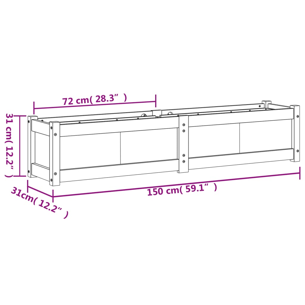 vidaXL Pflanzkübel 150x31x31 cm Massivholz Douglasie