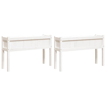 vidaXL Jardinières 2 pcs avec pieds Blanc Bois de pin massif