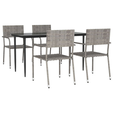 vidaXL 5-tlg. Garten-Essgruppe Grau und Schwarz Poly Rattan und Stahl