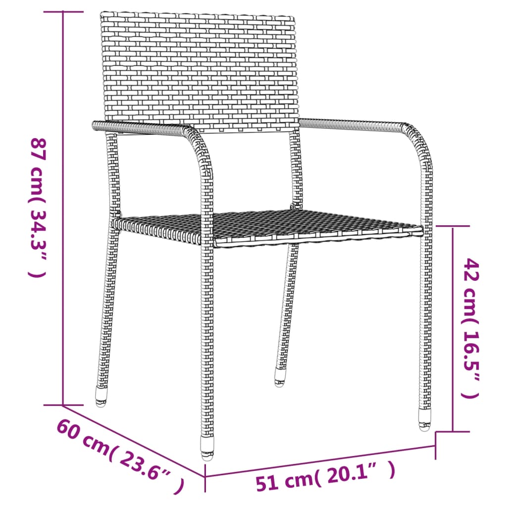 vidaXL 5-tlg. Garten-Essgruppe Grau und Schwarz Poly Rattan und Stahl