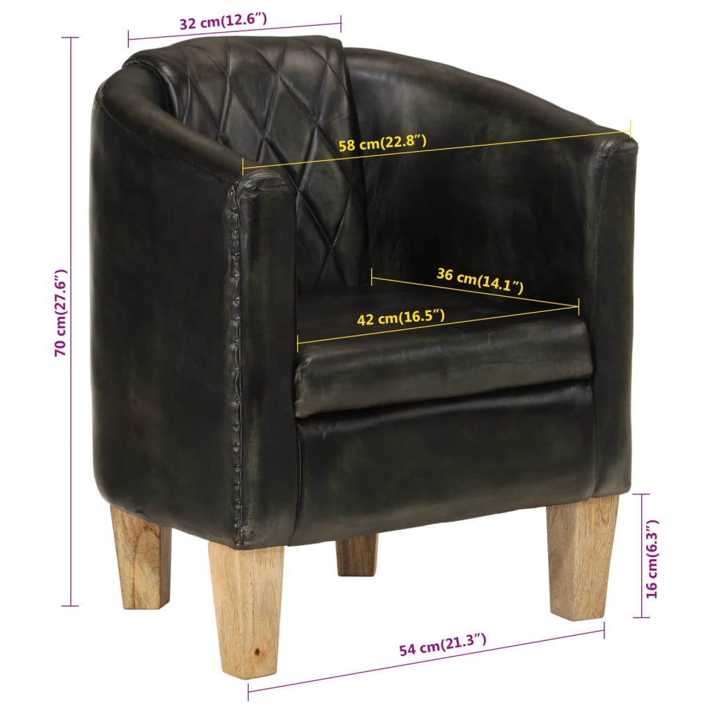 vidaXL Clubsessel Grau Echtleder