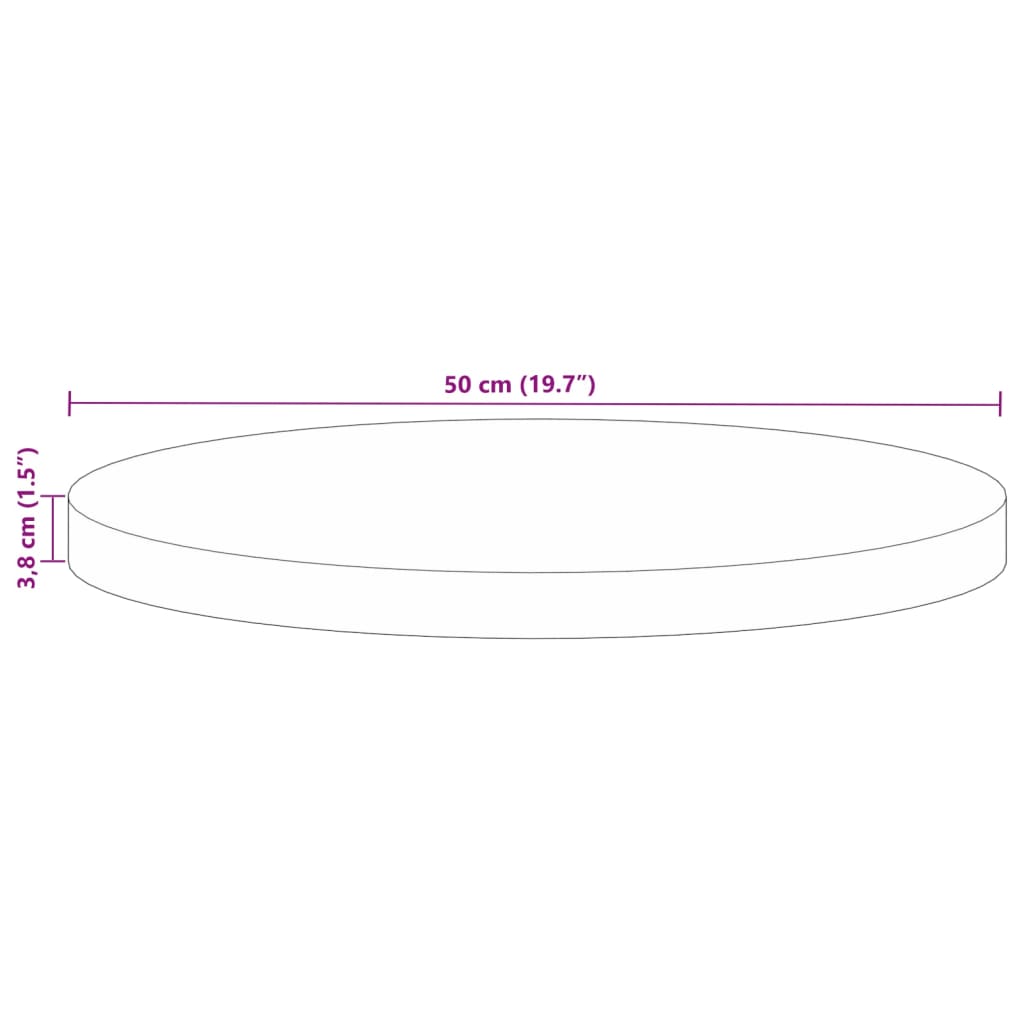 vidaXL Tischplatte Ø 50x3,8 cm Rund Altholz Massiv