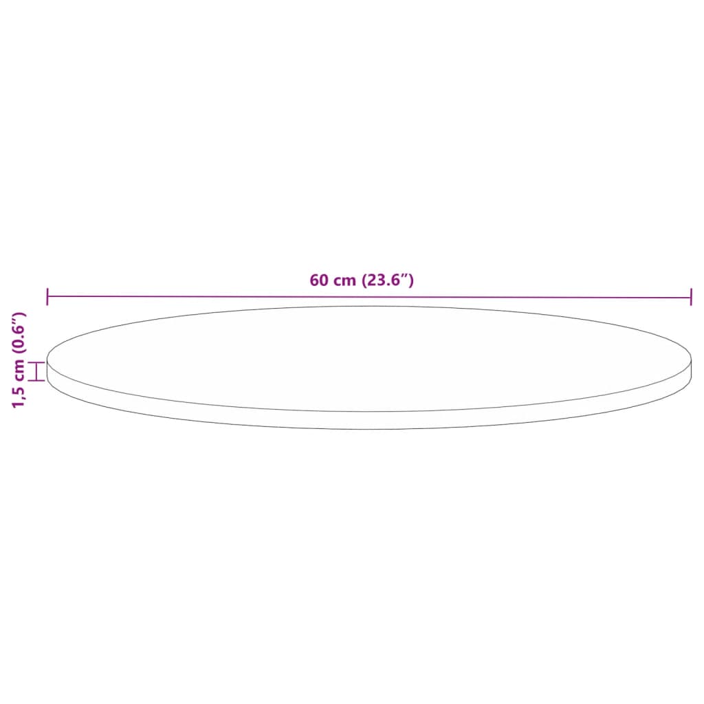 vidaXL Tischplatte Ø 60x1,5 cm Rund Altholz Massiv