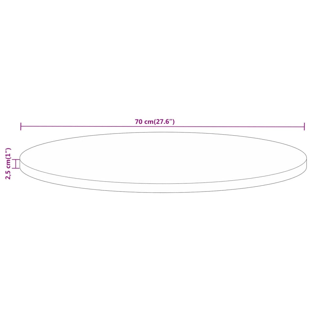 vidaXL Tischplatte Ø 70x2,5 cm Rund Altholz Massiv