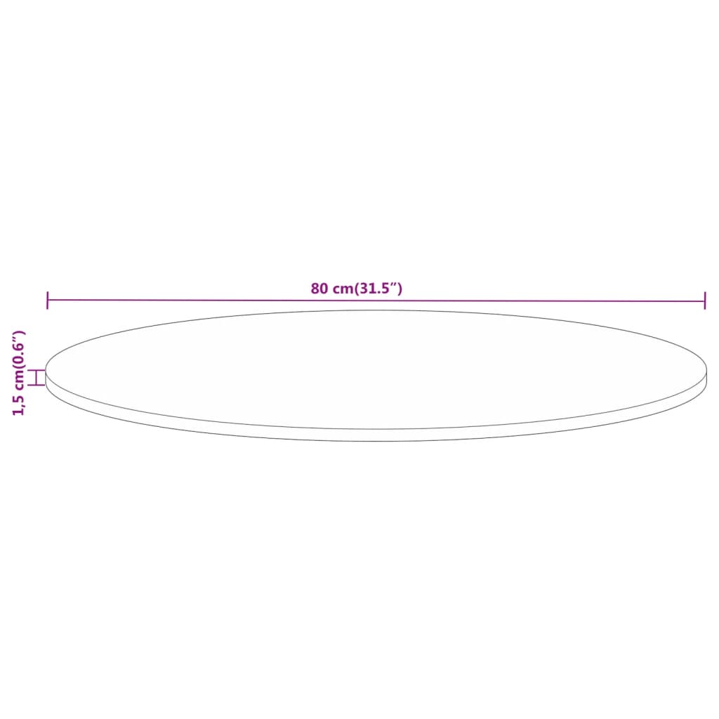 vidaXL Tischplatte Ø 80x1,5 cm Rund Altholz Massiv