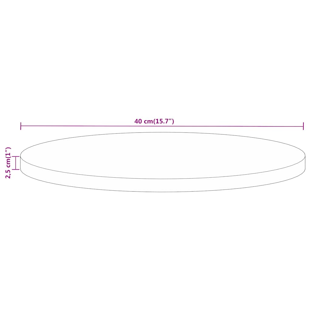 vidaXL Tischplatte Ø 40x2,5 cm Rund Altholz Massiv