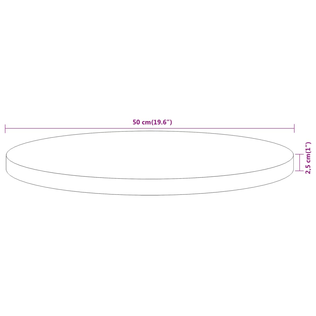 vidaXL Tischplatte Ø50x2,5 cm Rund Massivholz Akazie