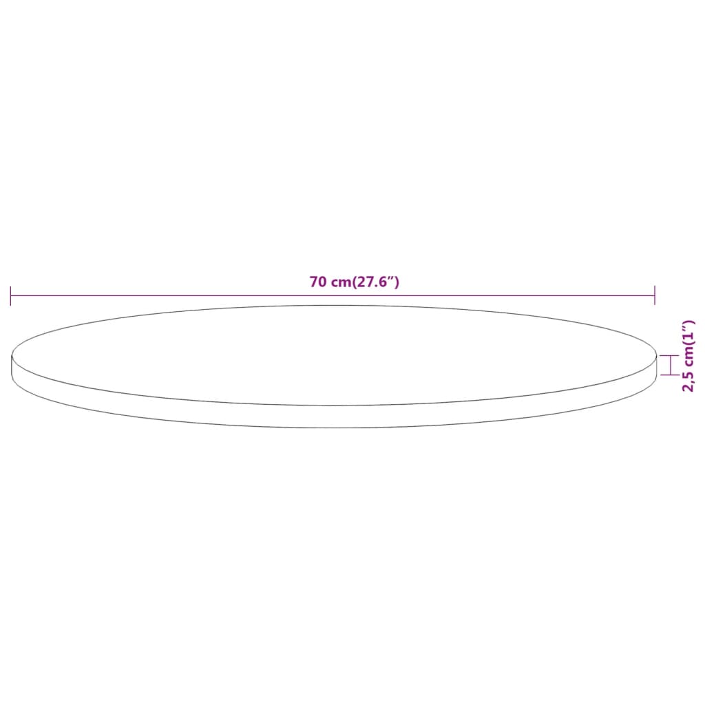 vidaXL Tischplatte Ø70x2,5 cm Rund Massivholz Akazie