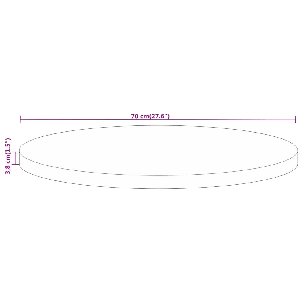 vidaXL Tischplatte Ø 70x3,8 cm Rund Massivholz Mango