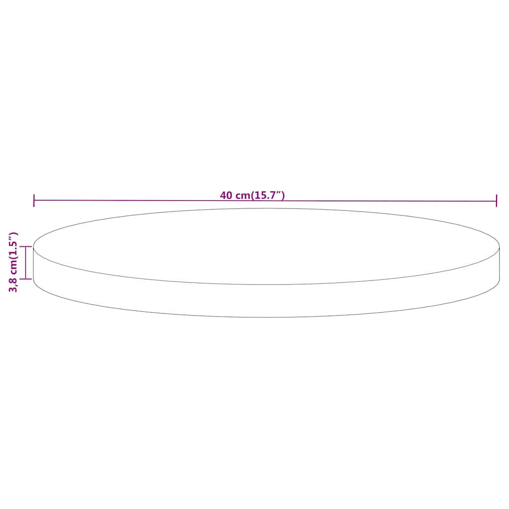 vidaXL Tischplatte Ø 40x3,8 cm Rund Massivholz Mango