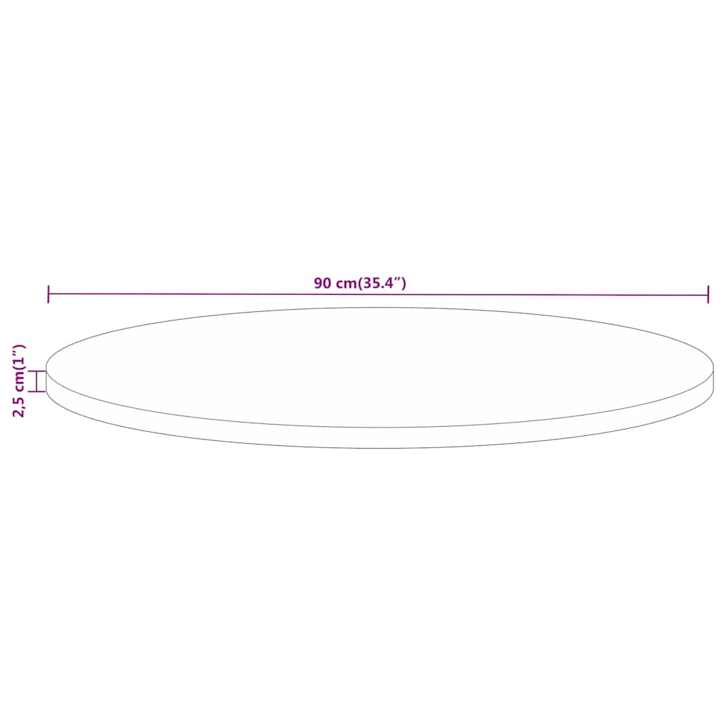 vidaXL Tischplatte Ø 90x2,5 cm Rund Massivholz Mango