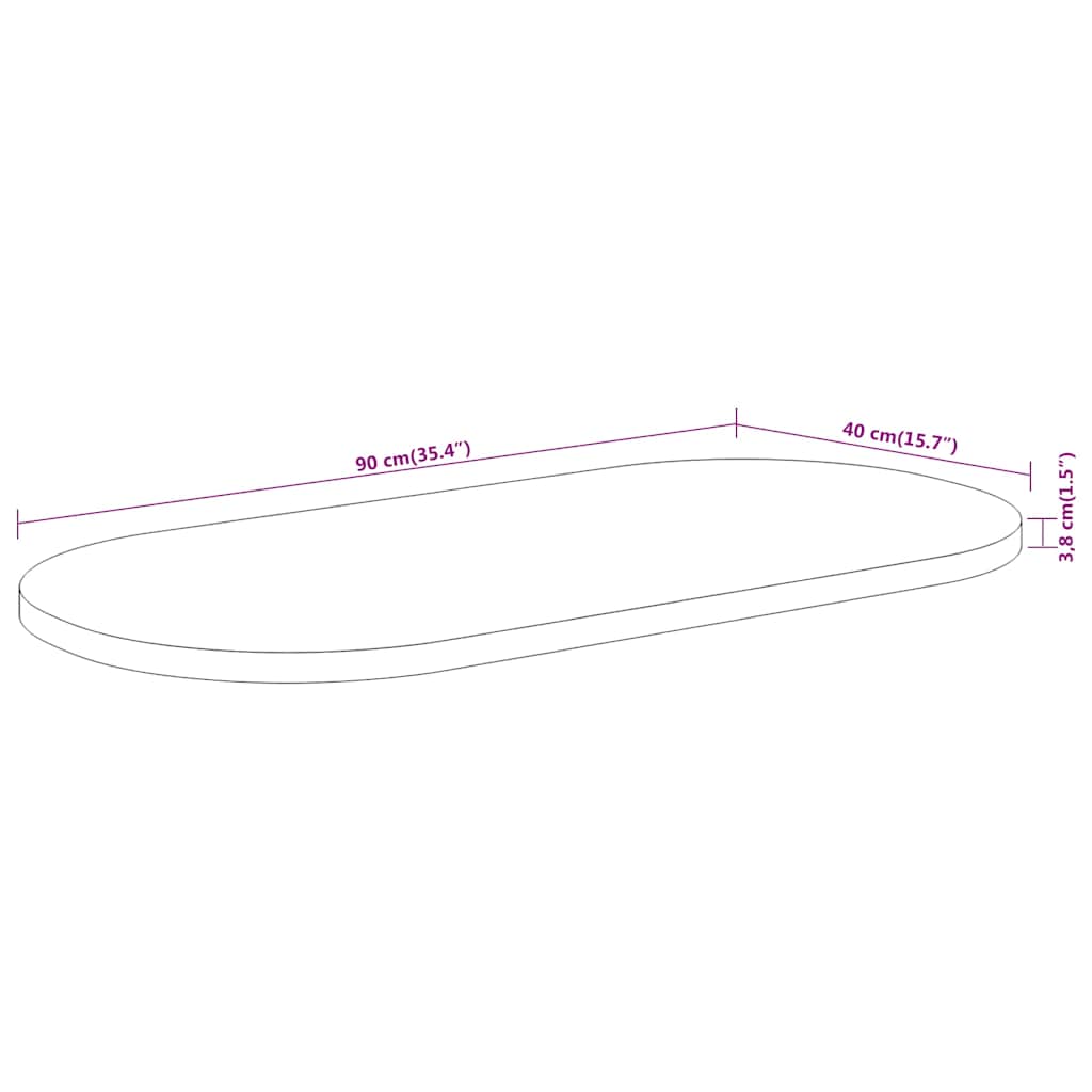 vidaXL Tischplatte 90x40x3,8 cm Oval Massivholz Akazie