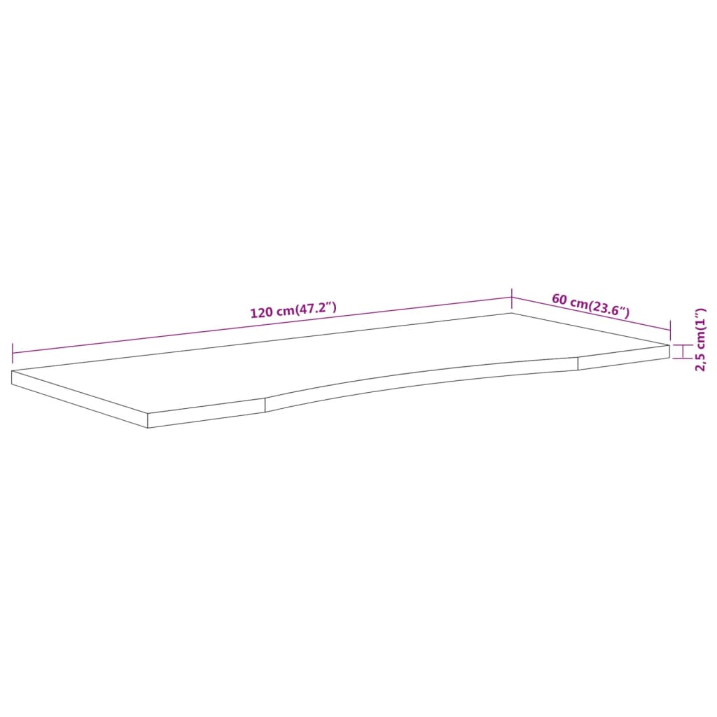 vidaXL Schreibtischplatte 120x60x2,5 cm Rechteckig Massivholz Akazie