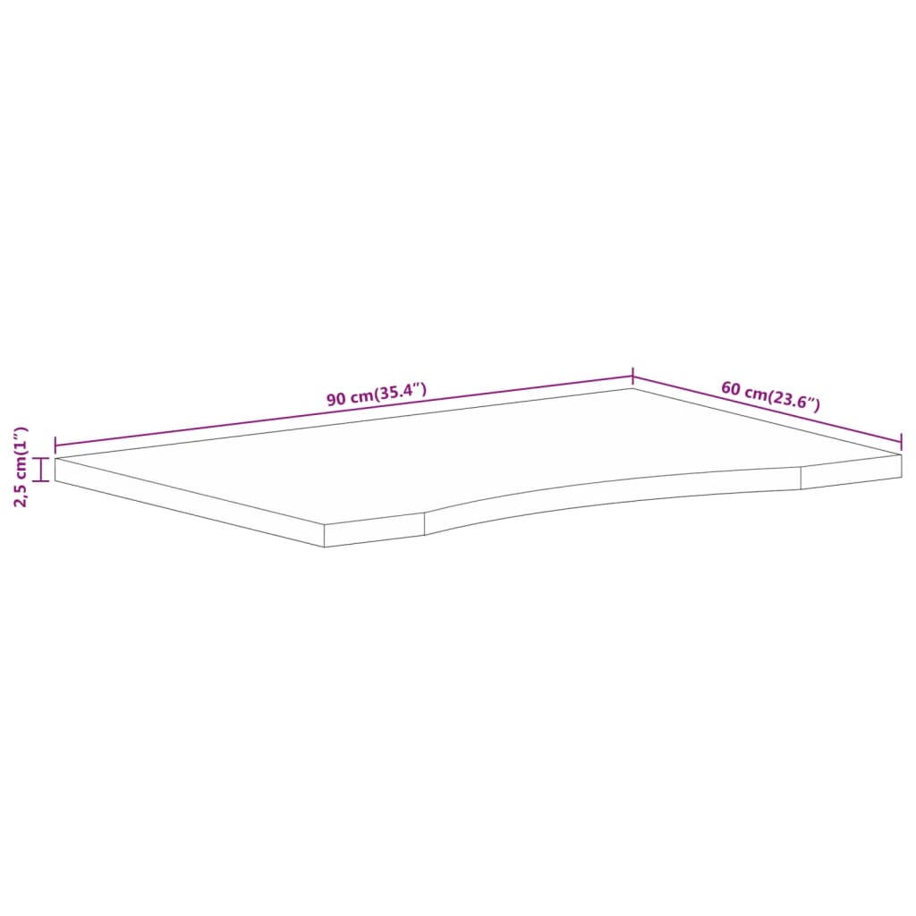 vidaXL Schreibtischplatte mit Aussparung 90x60x2,5 cm Massivholz Mango