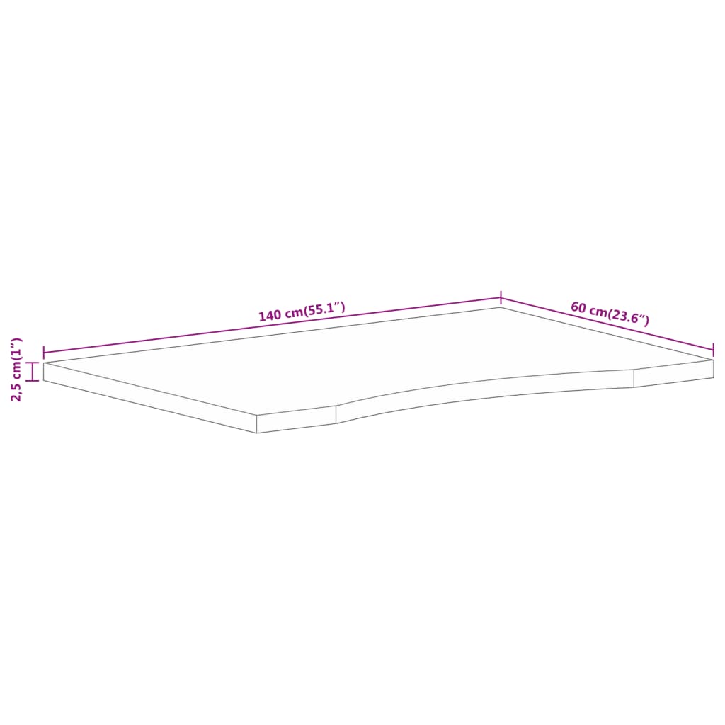vidaXL Schreibtischplatte mit Aussparung 140x60x2,5cm Massivholz Mango