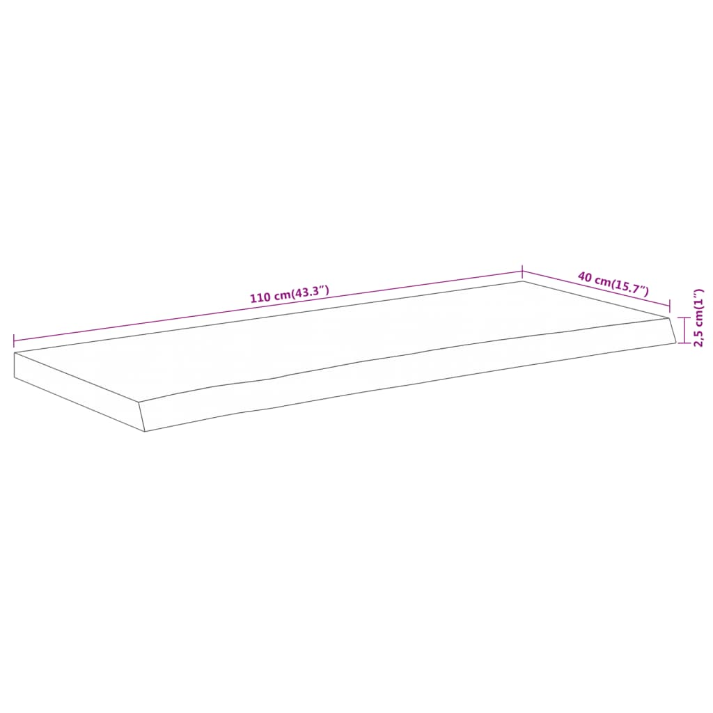 vidaXL Tischplatte 110x40x2,5cm Rechteckig Massivholz Akazie Baumkante