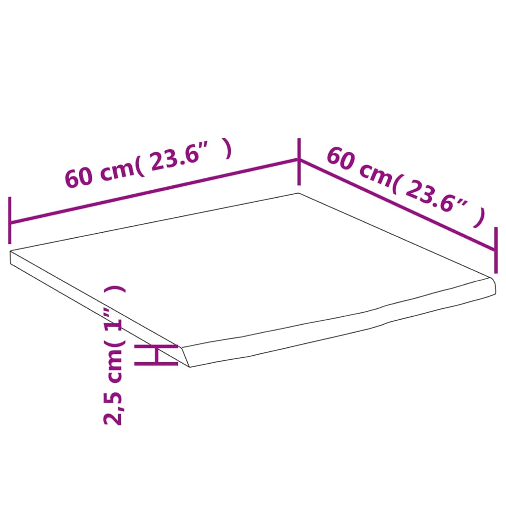 vidaXL Waschtischplatte 60x60x2,5 cm Quadratisch Massivholz Akazie
