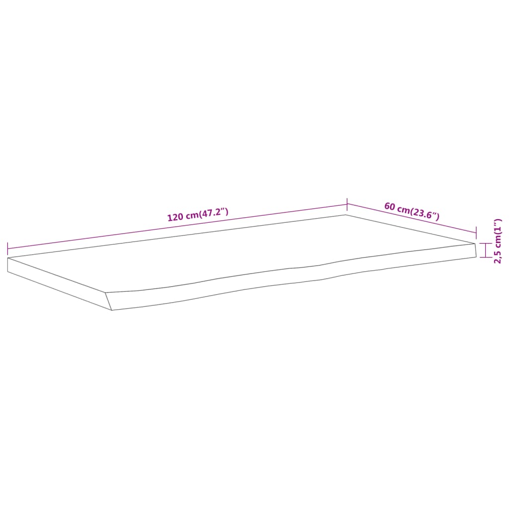 vidaXL Waschtischplatte 120x60x2,5 cm Rechteckig Massivholz Akazie