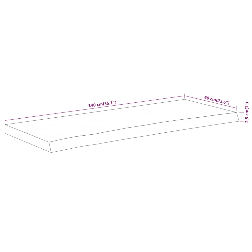 vidaXL Waschtischplatte 140x60x2,5 cm Rechteckig Massivholz Akazie