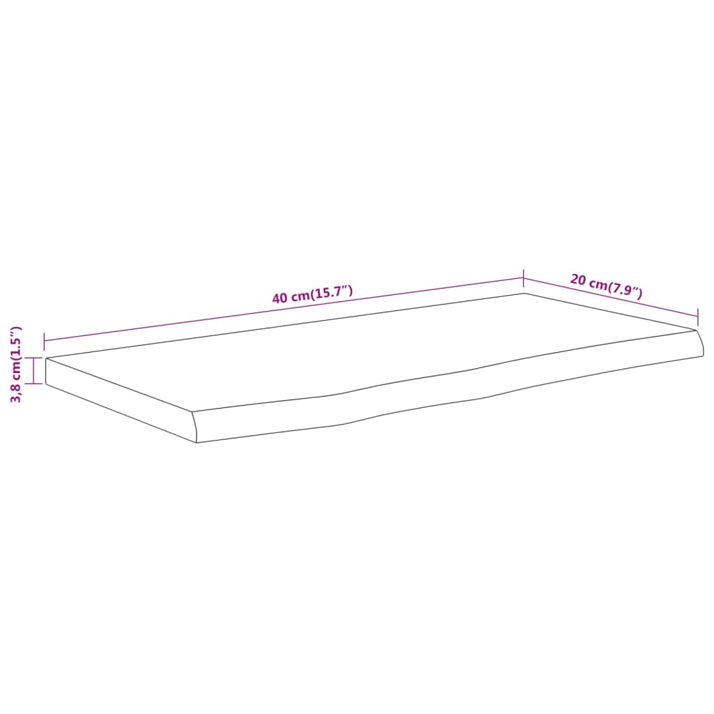 vidaXL Wandregal 40x20x3,8 cm Rechteckig Massivholz Akazie Baumkante