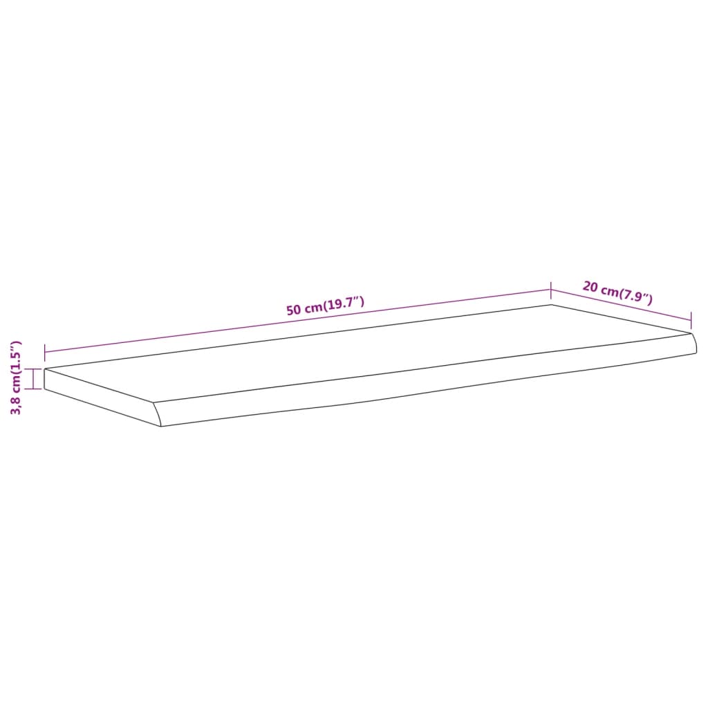 vidaXL Wandregal 50x20x3,8 cm Rechteckig Massivholz Akazie Baumkante