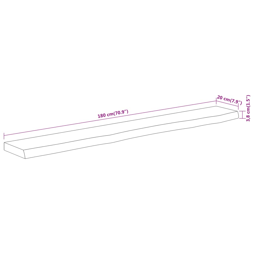 vidaXL Wandregal 180x20x3,8 cm Rechteckig Massivholz Akazie Baumkante