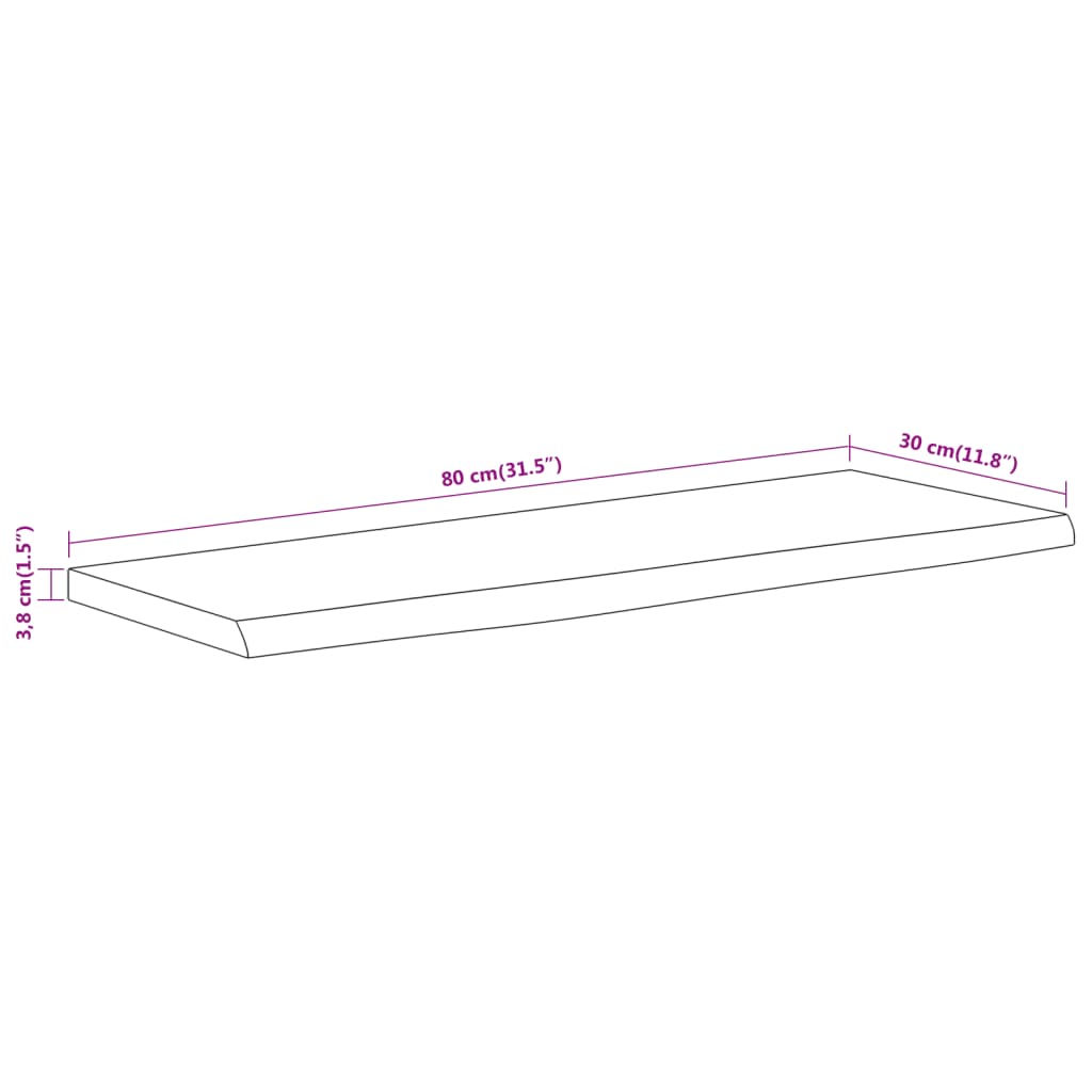 vidaXL Wandregal 80x30x3,8 cm Rechteckig Massivholz Akazie Baumkante
