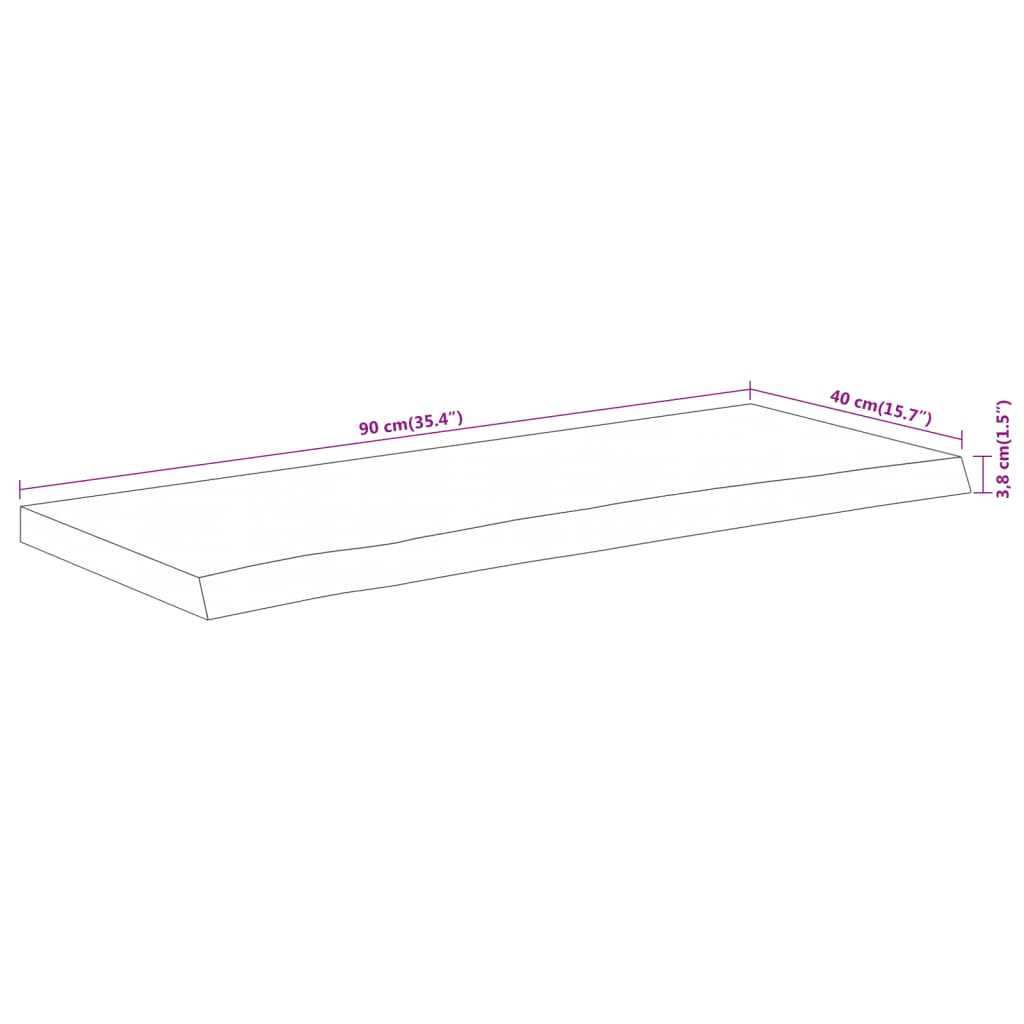 vidaXL Tischplatte 90x40x3,8 cm Rechteckig Massivholz Akazie Baumkante