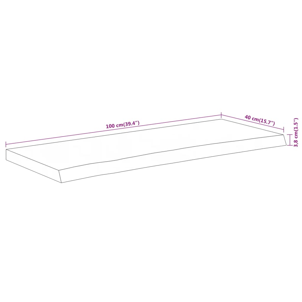 vidaXL Tischplatte 100x40x3,8cm Rechteckig Massivholz Akazie Baumkante