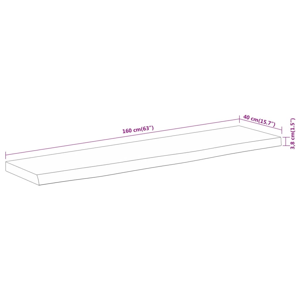 vidaXL Tischplatte 160x40x3,8cm Rechteckig Massivholz Akazie Baumkante