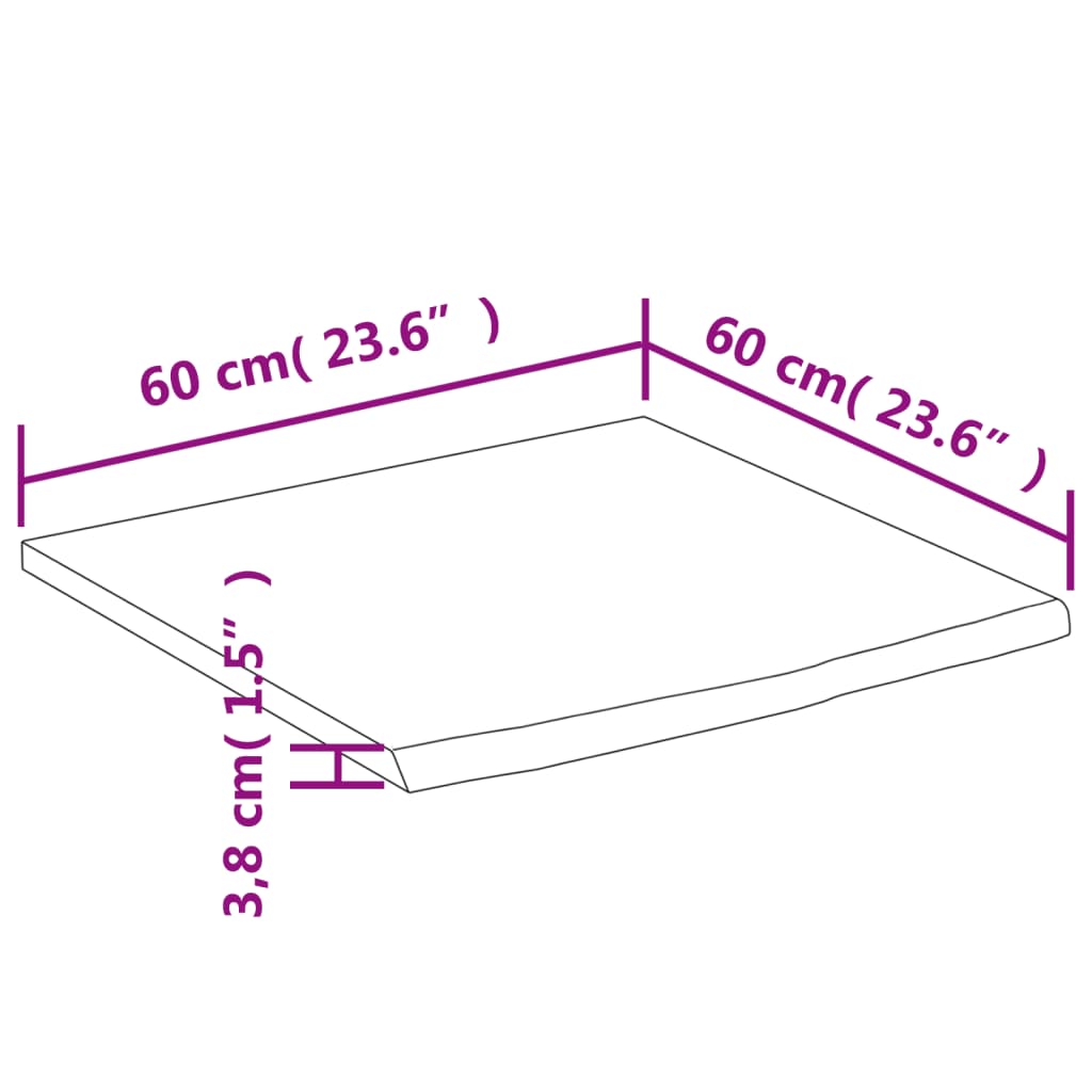 vidaXL Waschtischplatte 60x60x3,8 cm Quadratisch Massivholz Akazie