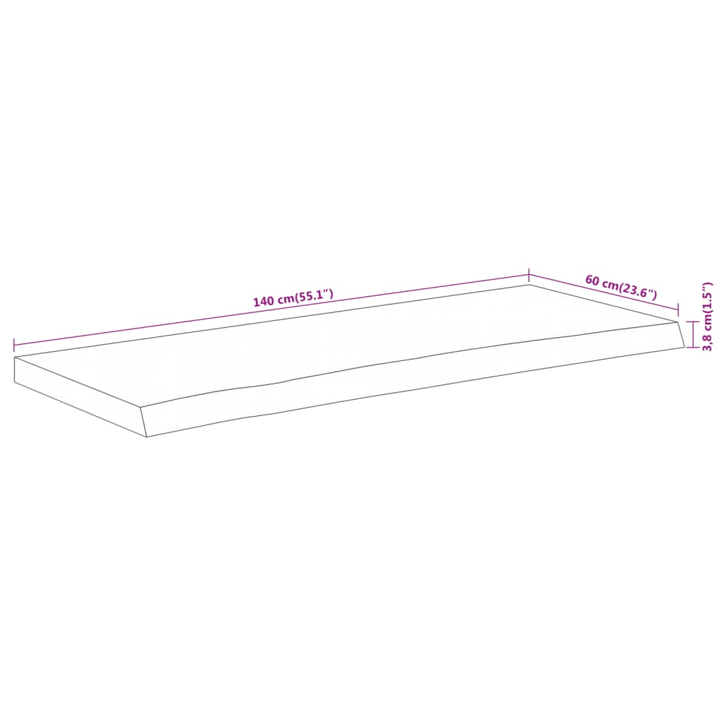 vidaXL Waschtischplatte 140x60x3,8 cm Rechteckig Massivholz Akazie