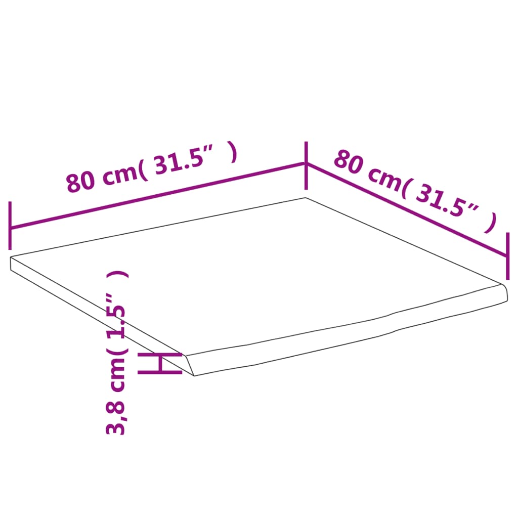 vidaXL Schreibtischplatte 80x80x3,8 cm Massivholz Akazie Baumkante