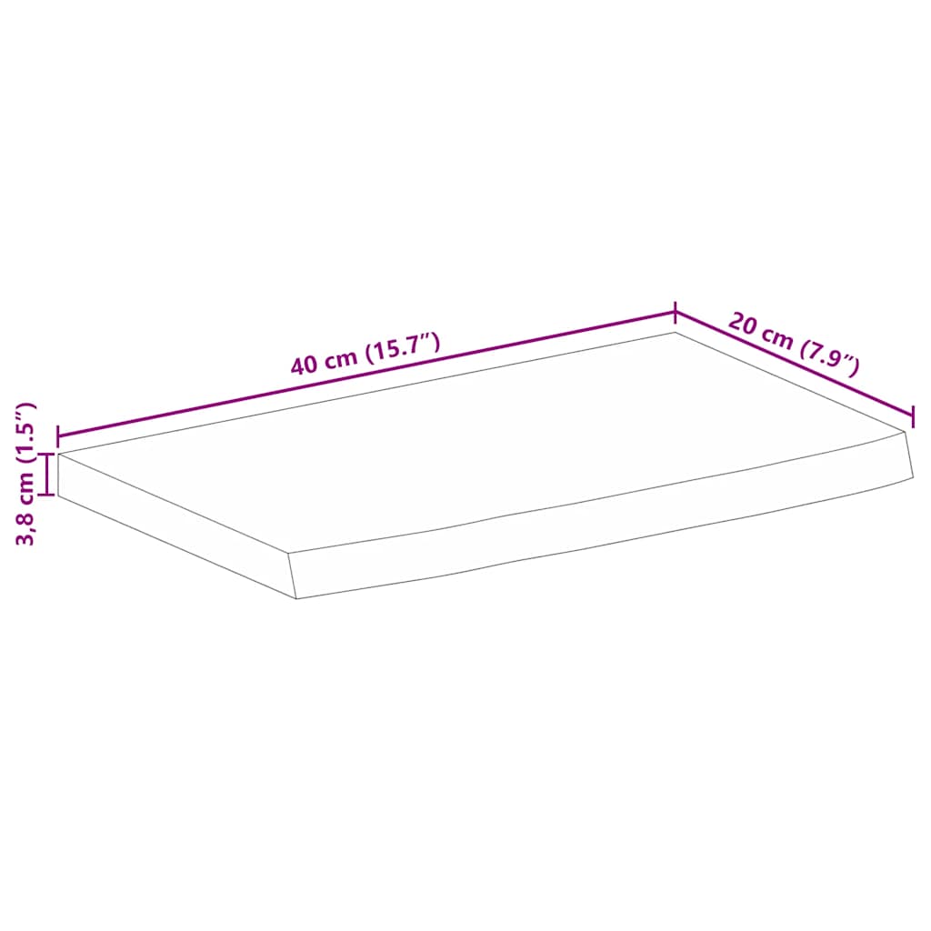 Tischplatte mit Baumkante 40x20x3,8 cm Massivholz Mango