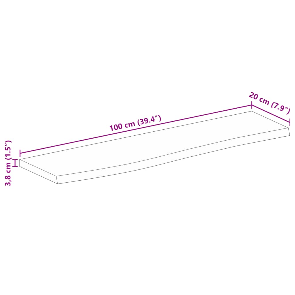 vidaXL Plateau de table à bords bruts 100x20x3,8 cm Bois de manguier massif