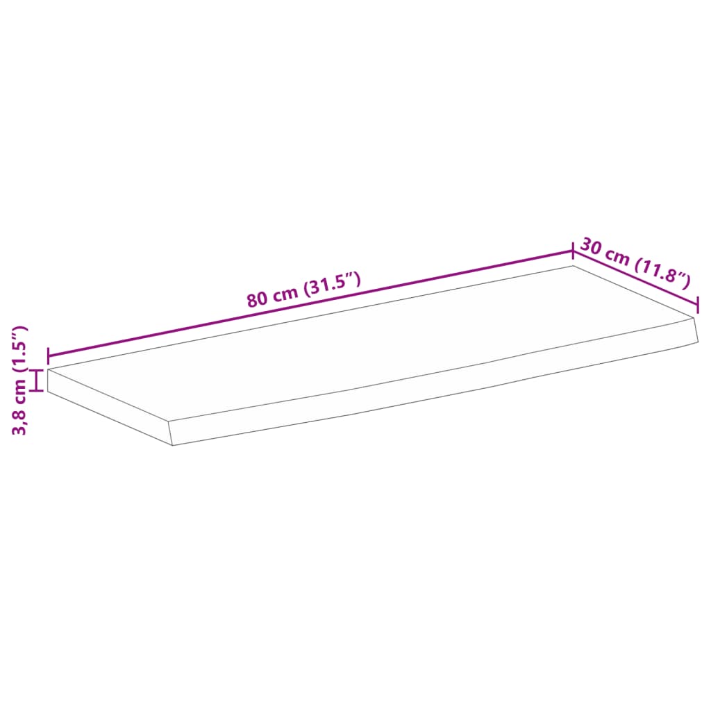 vidaXL Tischplatte mit Baumkante 80x30x3,8 cm Massivholz Mango