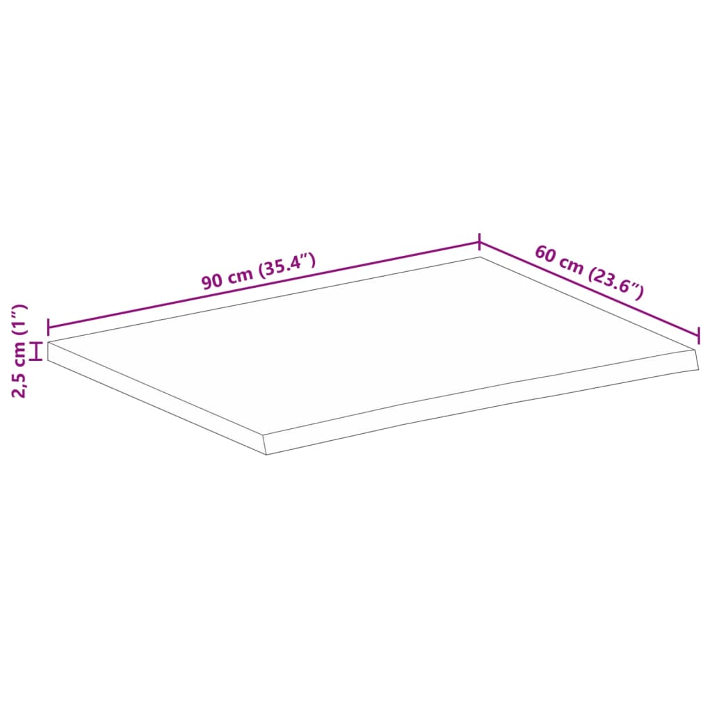 vidaXL Tischplatte mit Baumkante 90x60x2,5 cm Massivholz Mango