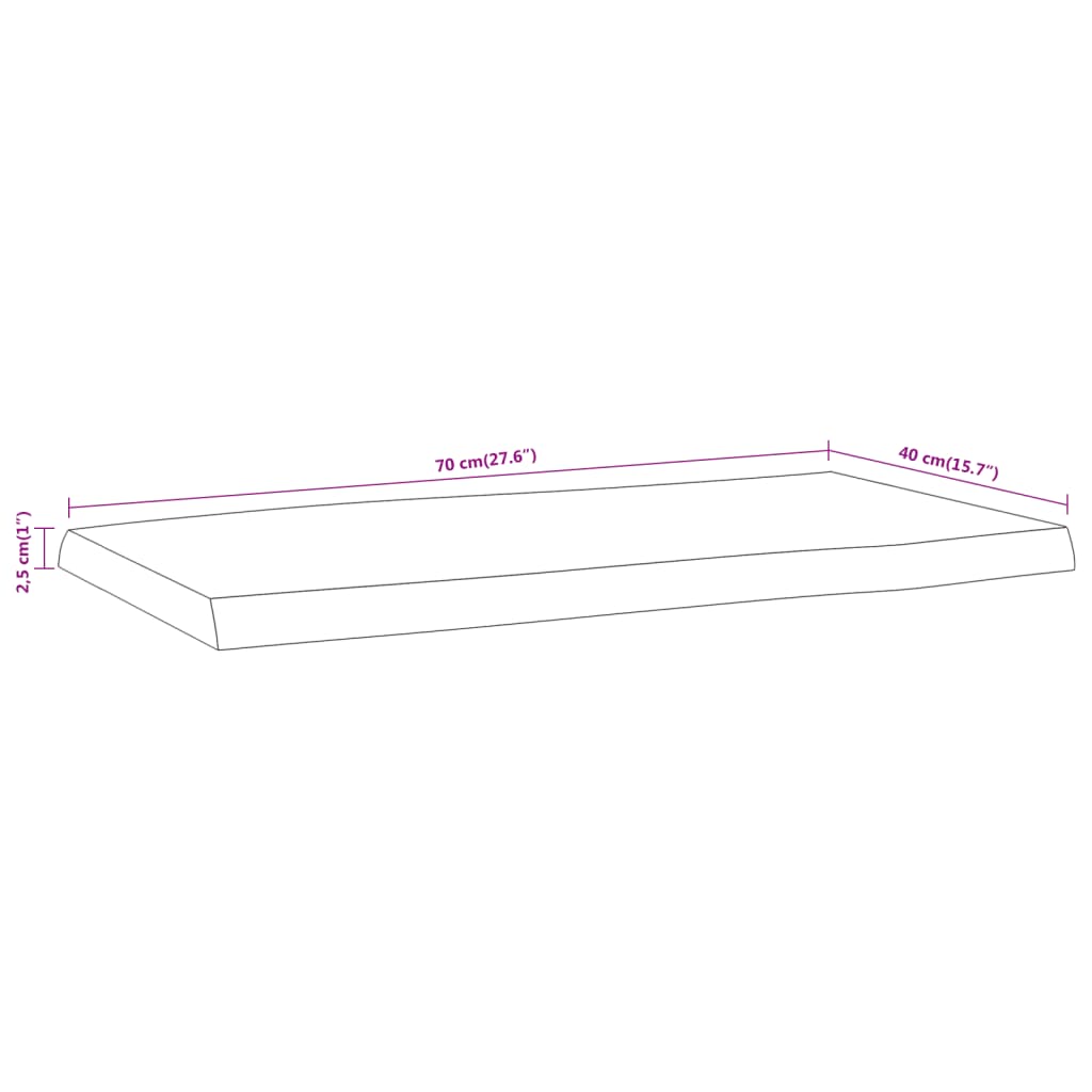 vidaXL Tischplatte 70x40x2,5 cm Rechteckig Massivholz Akazie Baumkante