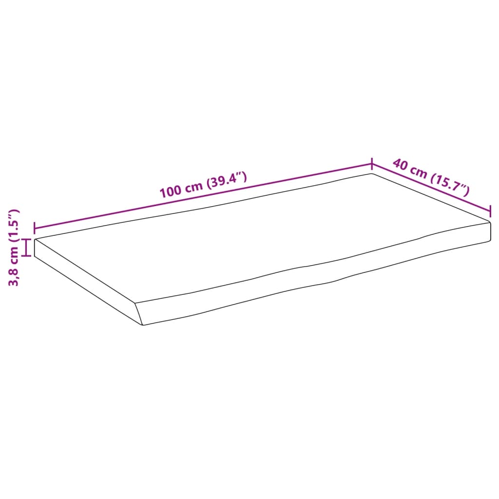 vidaXL Tischplatte 100x40x3,8cm Rechteckig Massivholz Akazie Baumkante