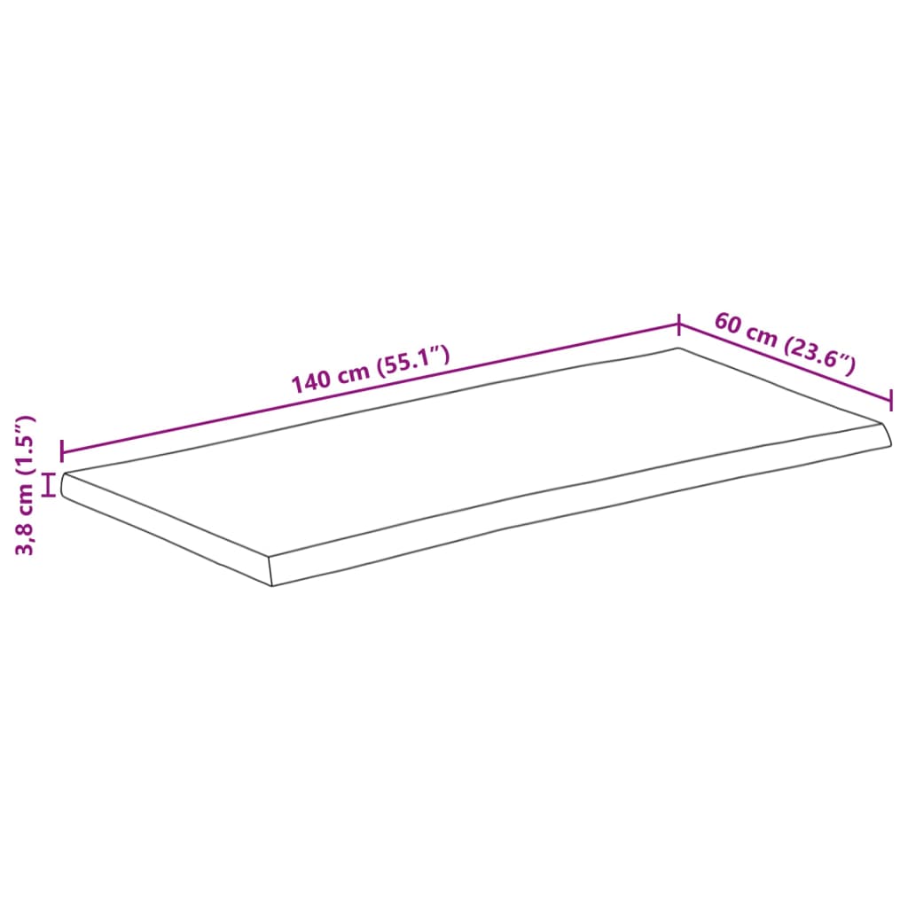 vidaXL Tischplatte mit Baumkante 140x60x3,8 cm Raues Mango Massivholz