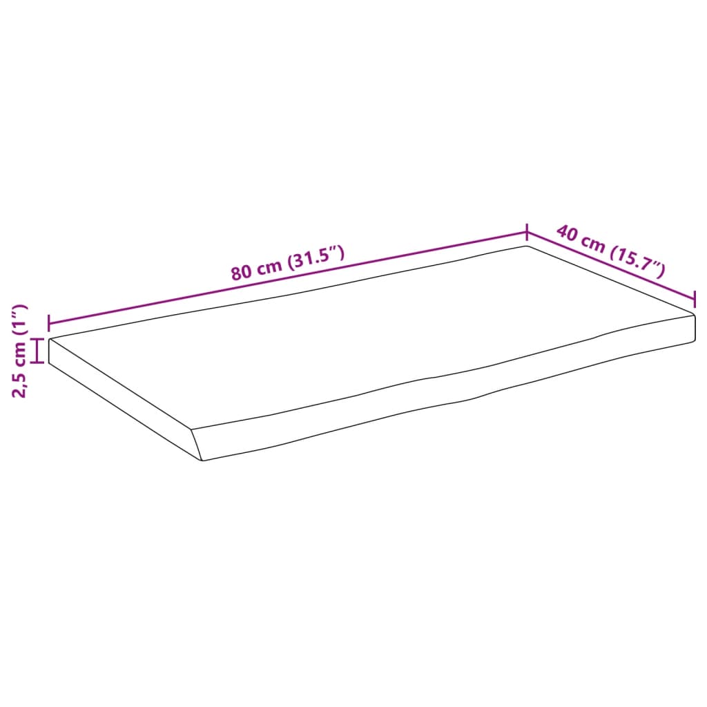 vidaXL Tischplatte mit Baumkante 80x40x2,5 cm Massivholz Mango