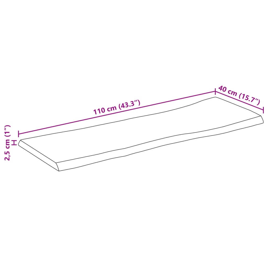 vidaXL Tischplatte mit Baumkante 110x40x2,5 cm Massivholz Mango