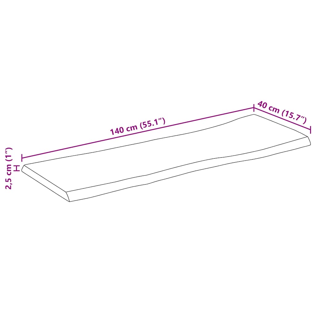 vidaXL Tischplatte mit Baumkante 140x40x2,5 cm Massivholz Mango
