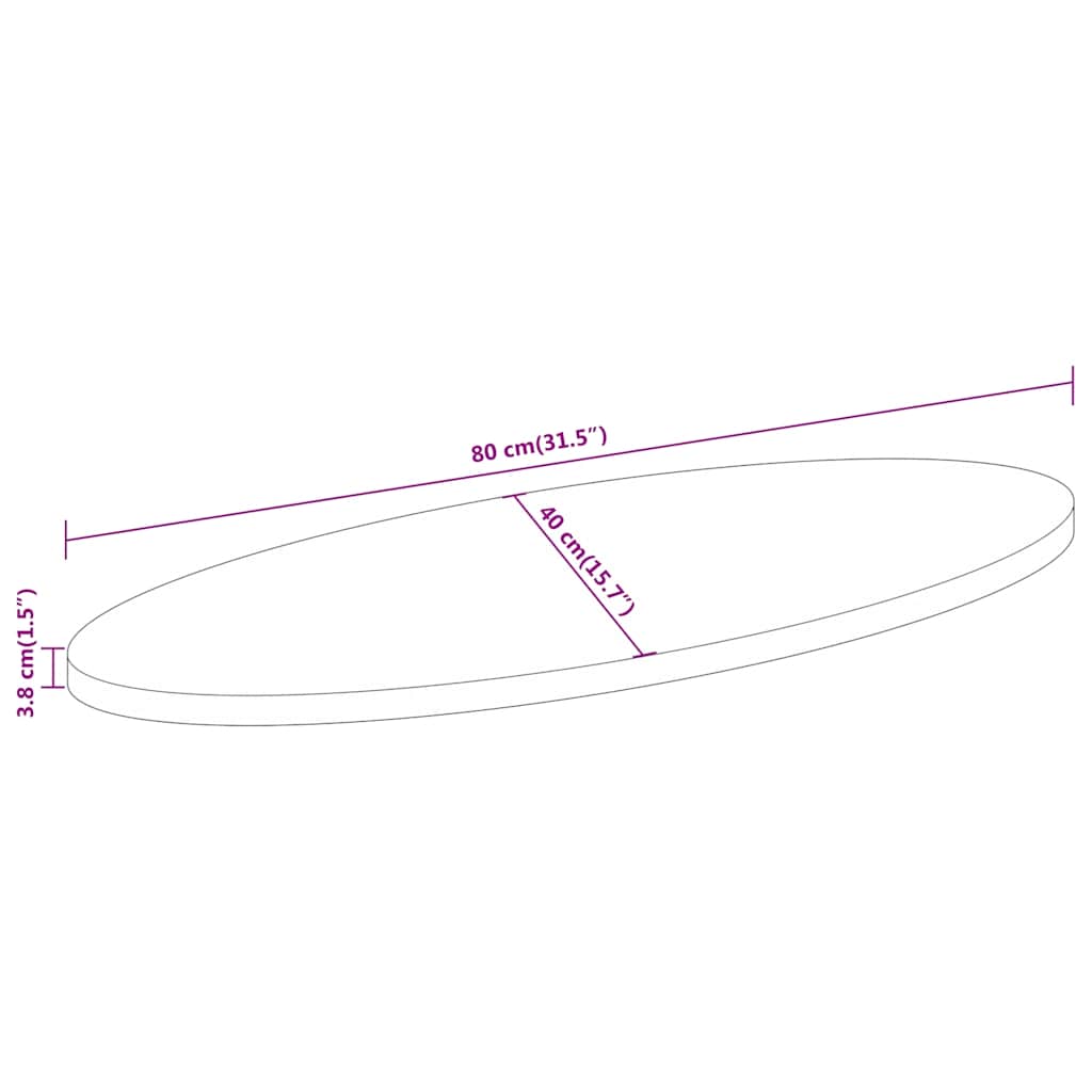 vidaXL Tischplatte 80x40x3,8 cm Oval Massivholz Akazie