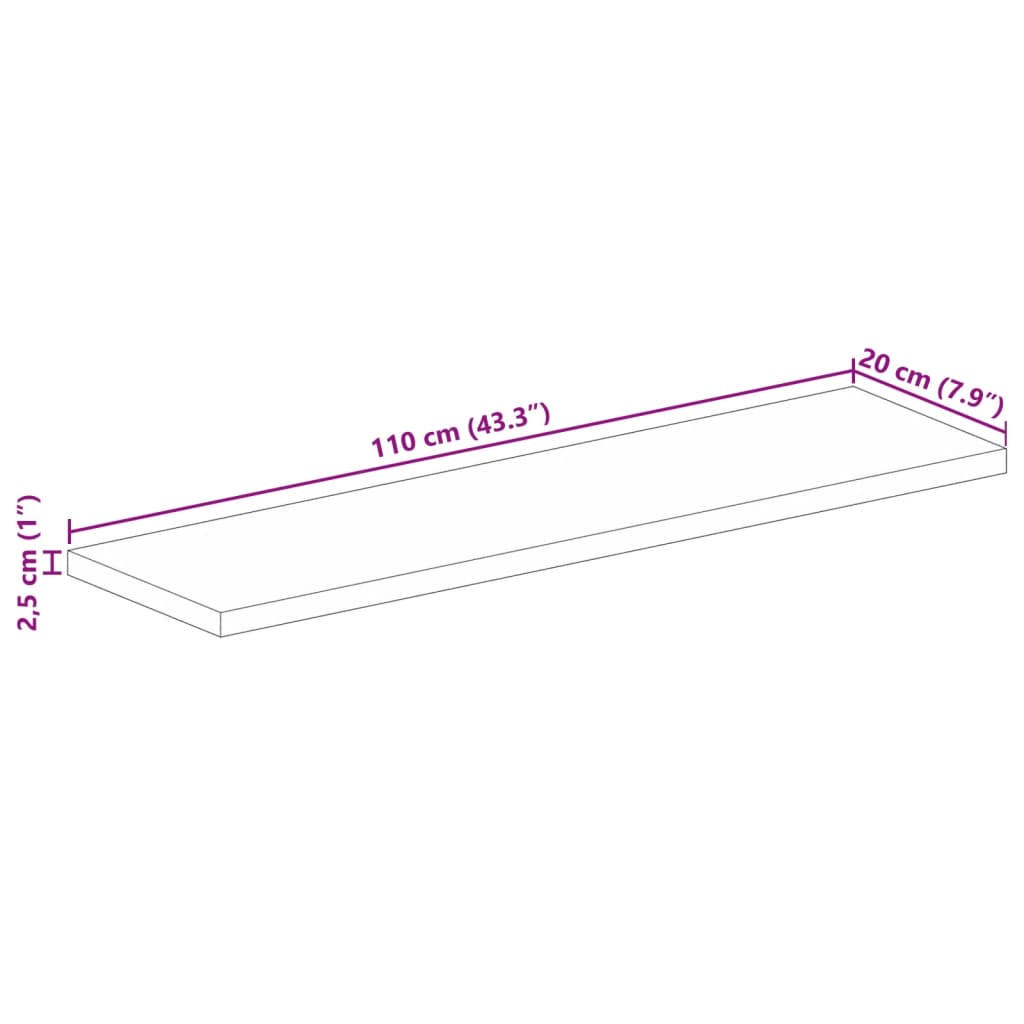 vidaXL Tischplatte 110x20x2,5 cm Rechteckig Massivholz Akazie