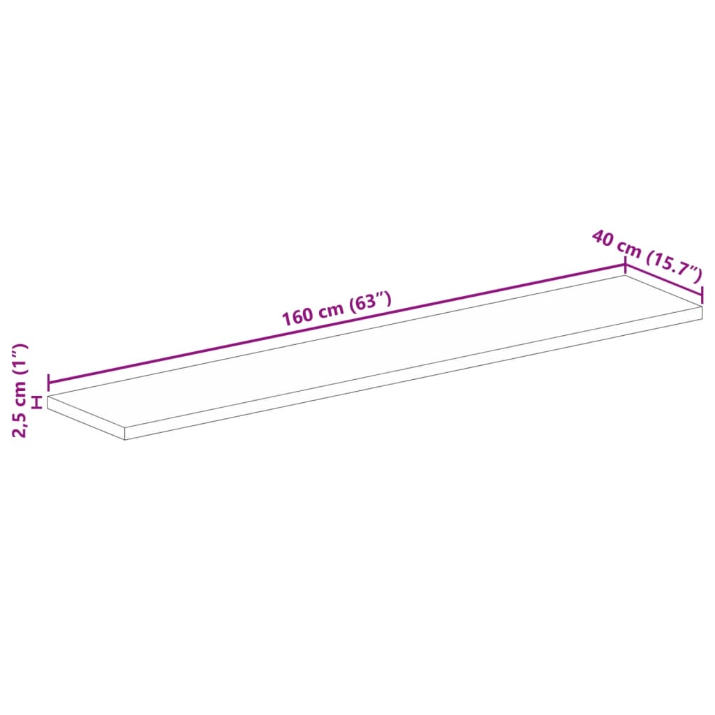 vidaXL Tischplatte 160x40x2,5 cm Rechteckig Massivholz Akazie