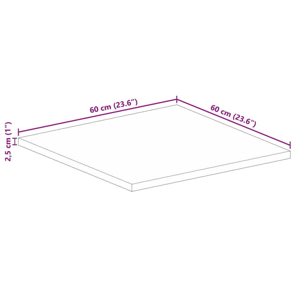 vidaXL Tischplatte 60x60x2,5 cm Quadratisch Massivholz Akazie